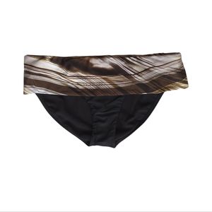 Gossip Collection Stretch Bikini Fold Over Swim Bottom MEDIUM Black Multicolor